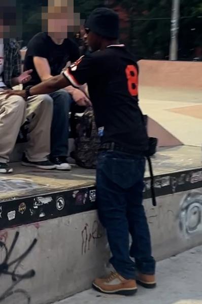 Official MPD surveillance image of the unidentified person sought in the Northwest skate park armed-robbery investigation