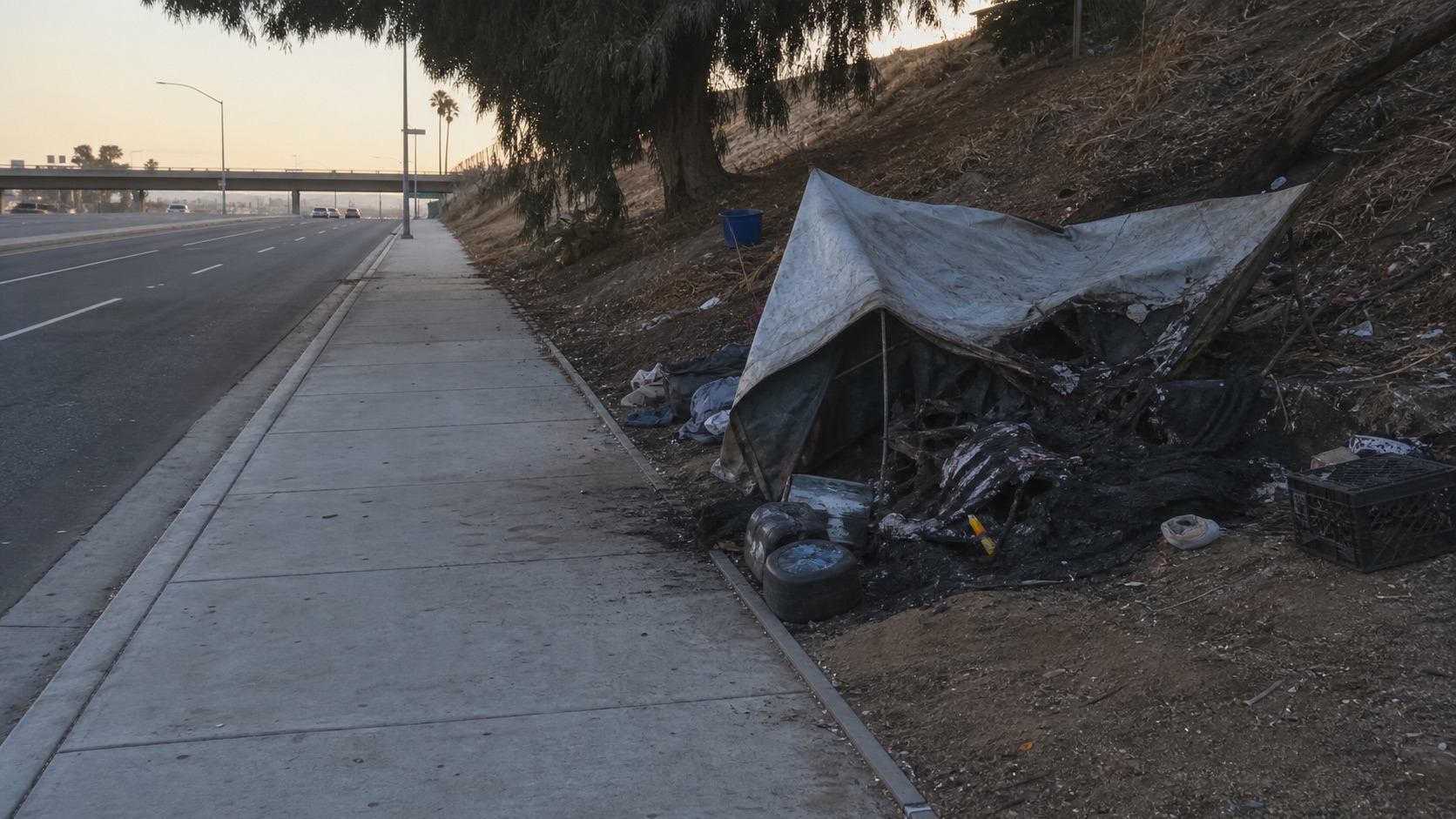 AI editorial reconstruction for: Man arrested on murder and arson counts after deadly San Diego encampment fire